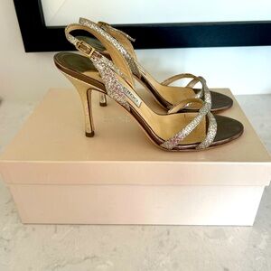 Jimmy Choo Glitter Sandals, Size 38